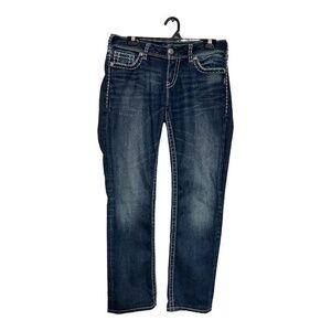 Silver Jeans Womens Ski Mid Rise Straight Leg Contrast Thread Size w30